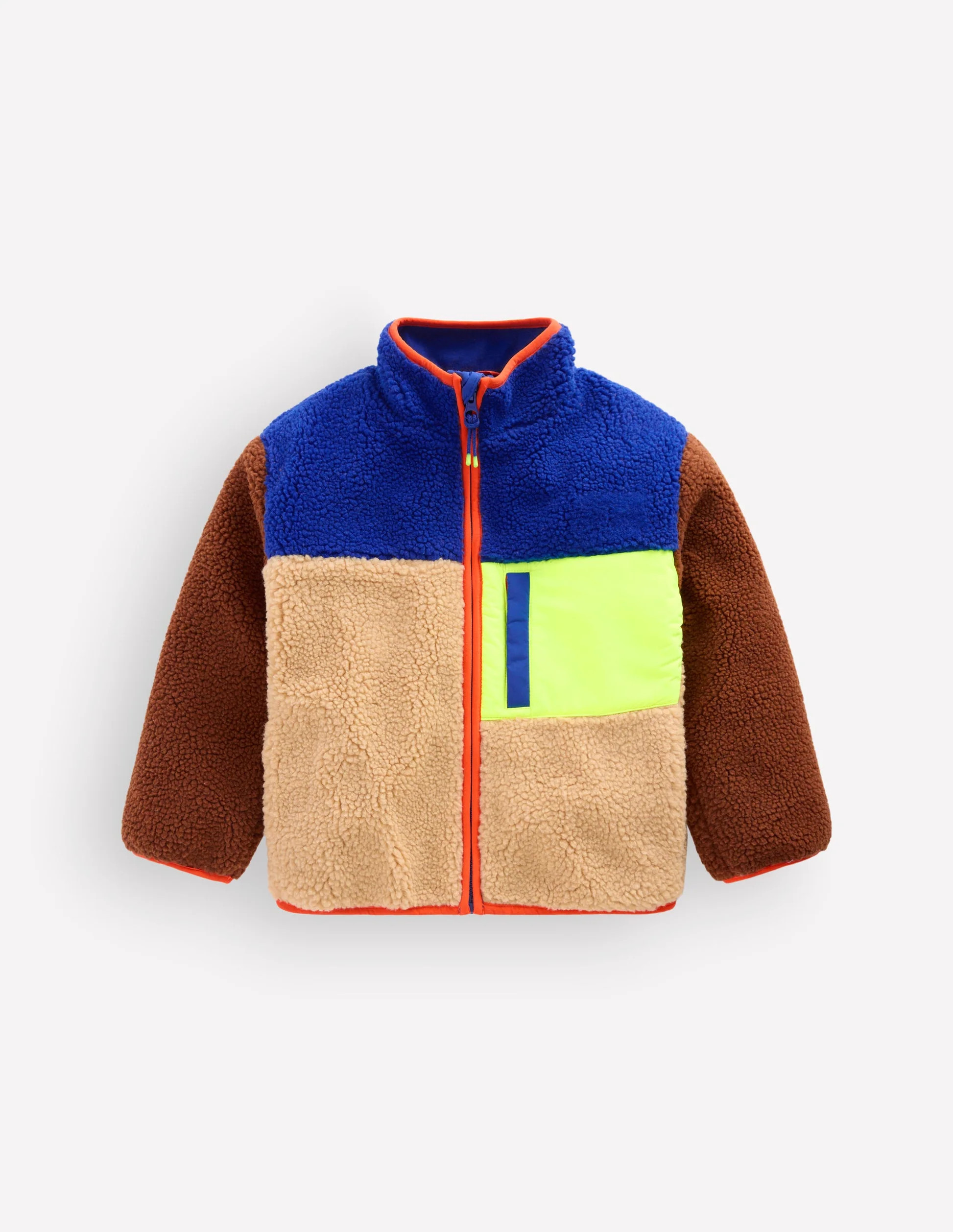 Cosy Colour Block Borg Jacket-Borg Yellow Colourblock | Boden (US)