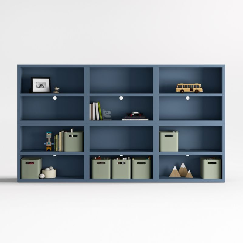 Ever Simple Set of 3 Modular Slate Blue Wood Kids Open Bookcases + Reviews | Crate & Kids | Crate & Barrel