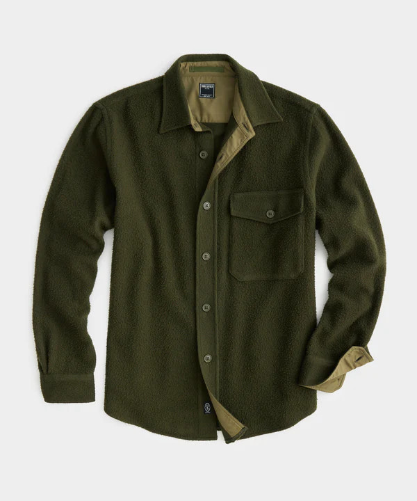 Italian Boucle Overshirt in Olive | Todd Snyder