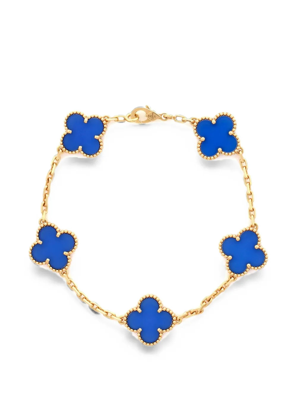 Van Cleef & Arpels Pre-Owned Vintage Alhambra 5 Motifs 18K Yellow Gold and Agate bracelet | Farfetch Global