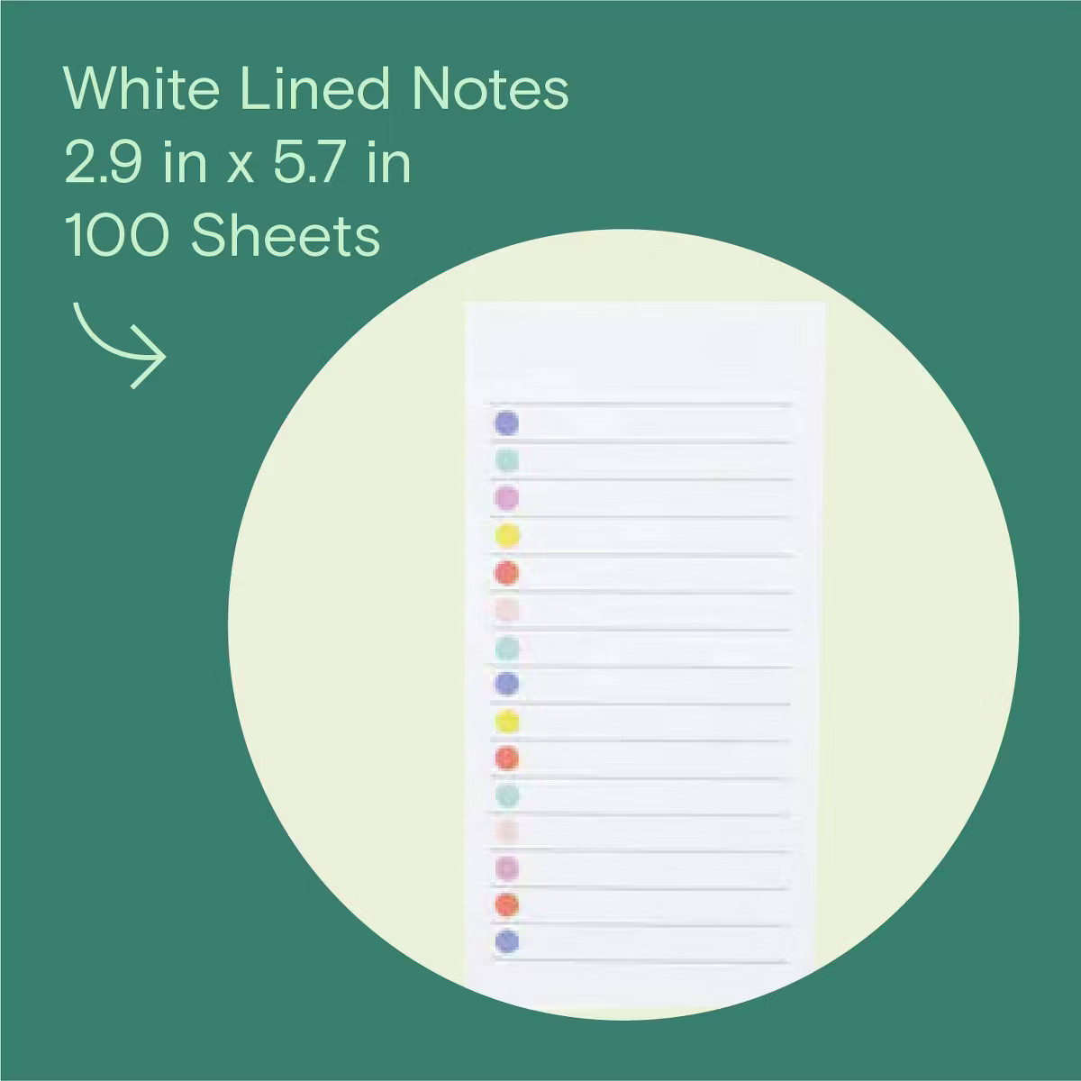 Noted by Post-it White Lined Notes with Colored Dots, Sticky Notes: 100 Sheets, 2.9x5.7", To-Do &... | Target