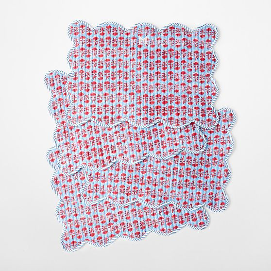 Scalloped Block Print Placemats, Set of 4 | Mark and Graham