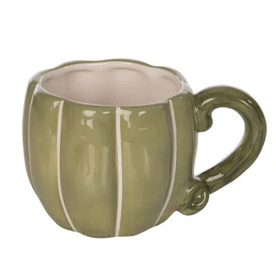 Ceramic Pumpkin Mug - 12.8oz Fall Harvest Drinkware, Green Tabletop Mug for Indoor Use, Perfect for Decoration, Gift Giving, and Hostess Gifts - Celeb | Wayfair North America
