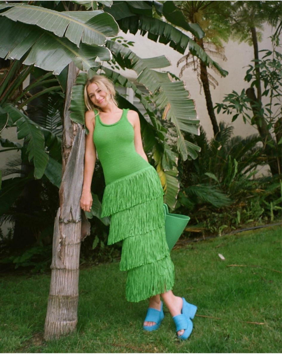 ice green dress Meg Halter Tassel Maxi Dress - Emerald main image 0