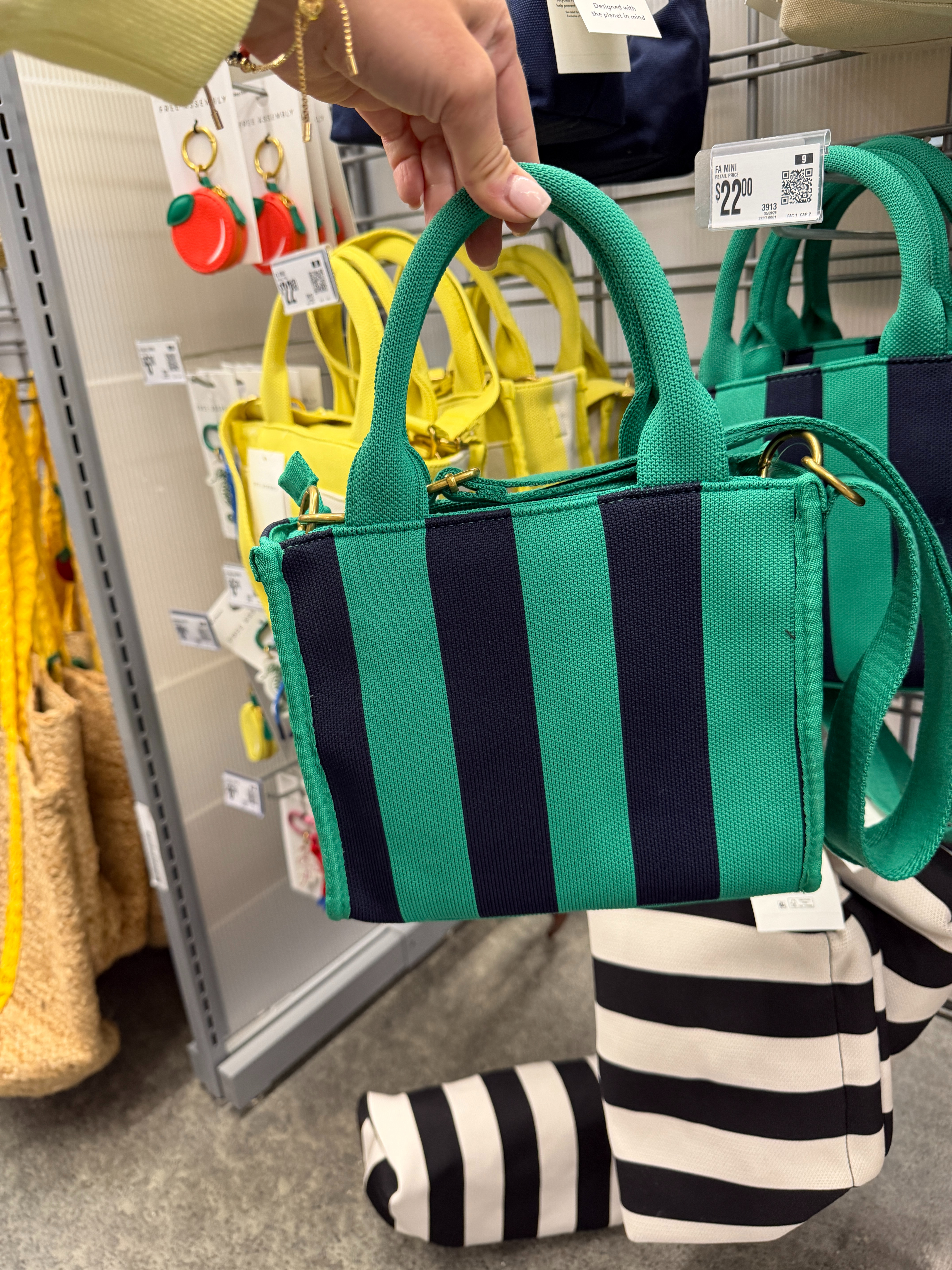 Cute green and navy Mini Satchel Handbag from Walmart! Comes in yellow too! 

 #LTKootd #LTKSeasonal