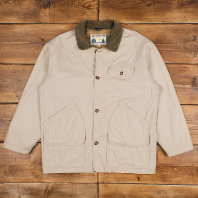 Vintage Woodsman Workwear Jacket L 90s Barn Chore Blanket Lined Beige Button  | eBay | eBay UK