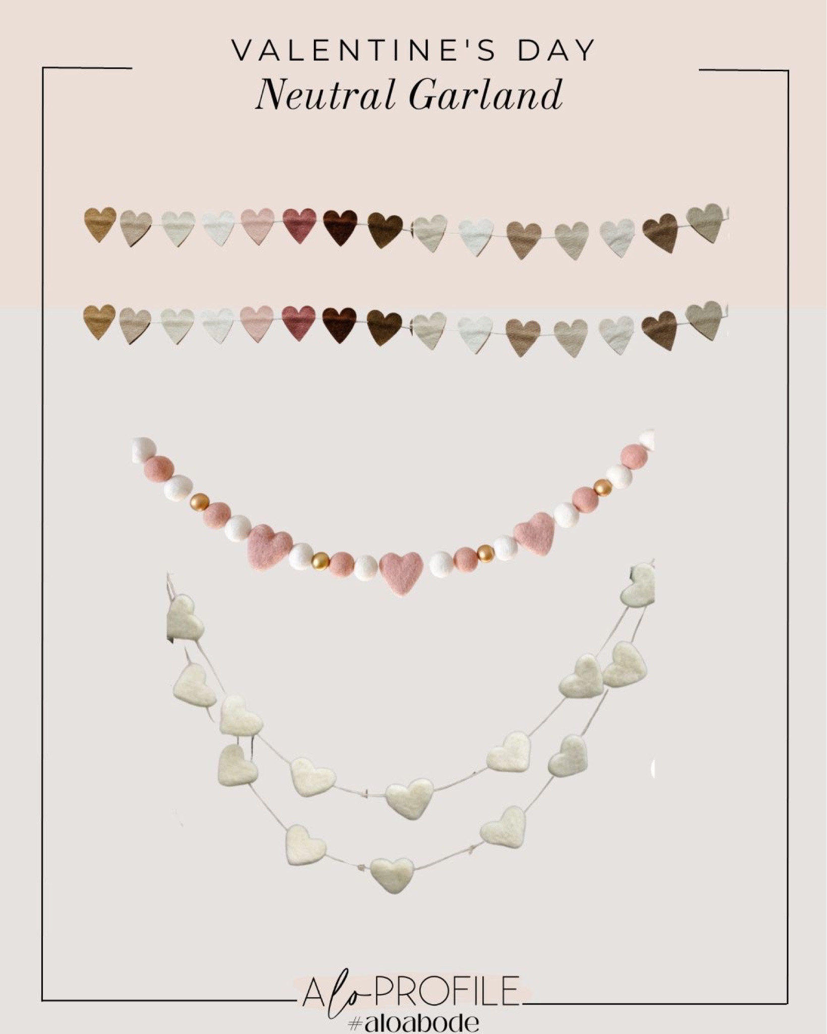 Valentine's Day Garland // neutral decor, neutral holiday decor, valentines day, heart garland, neutral heart decor, valentines day home decor, galentines day decor, felt holiday garland, felt valentines day garland, felt heart decor, etsy home decor, etsy valentines day decor

#LTKhome