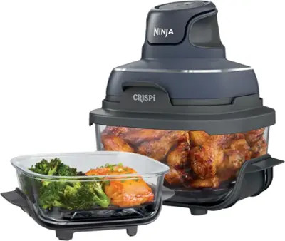 Ninja - Crispi® 5-in-1 Portable Glass Air Fryer Cooking System - Gray | Best Buy U.S.