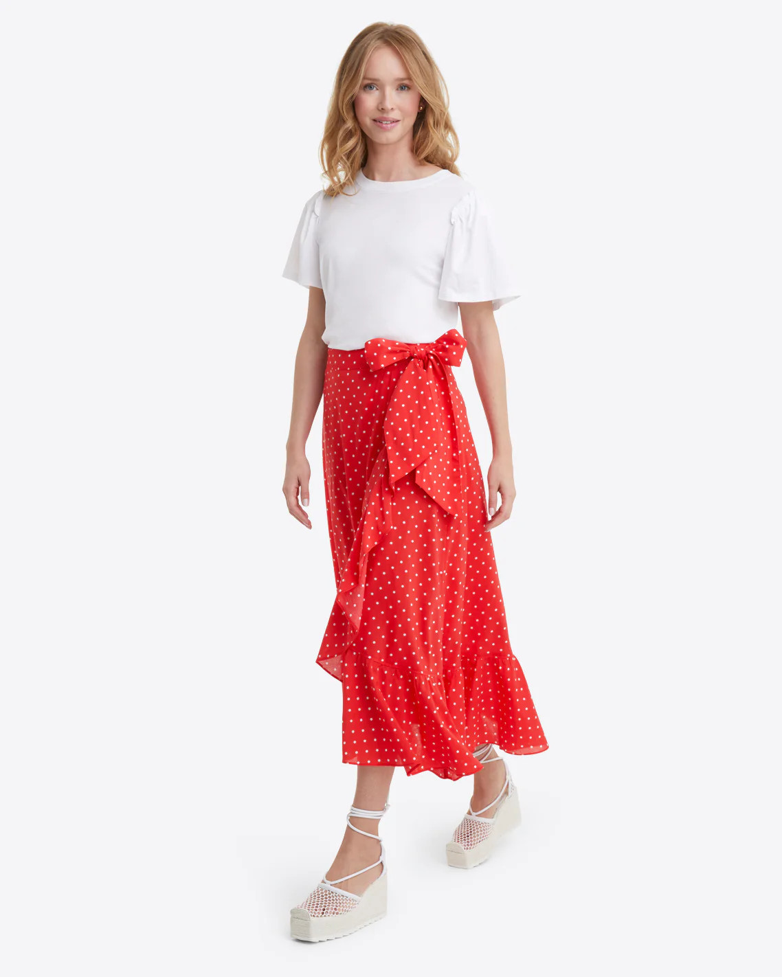 Ruffled Wrap Skirt in Red Polka Dot | Draper James (US)