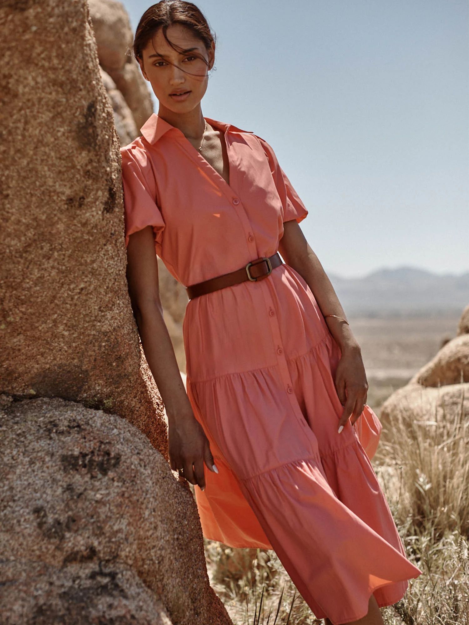 Women's Havana Dress in Bright Coral | Brochu Walker | Brochu Walker