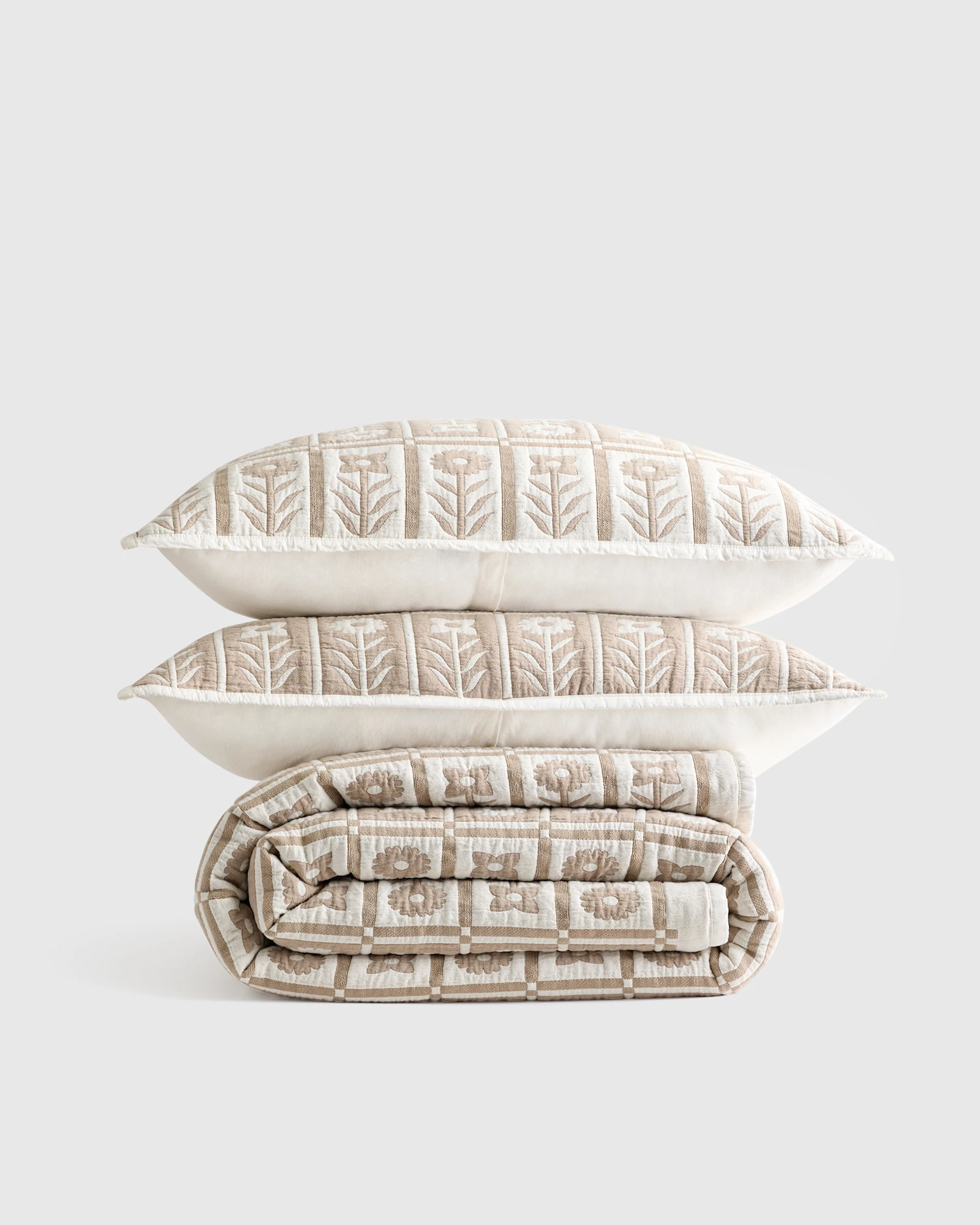 Quince | Jacquard Floral Coverlet Set in Glacier Blue, Size Twin, Organic Cotton | Quince