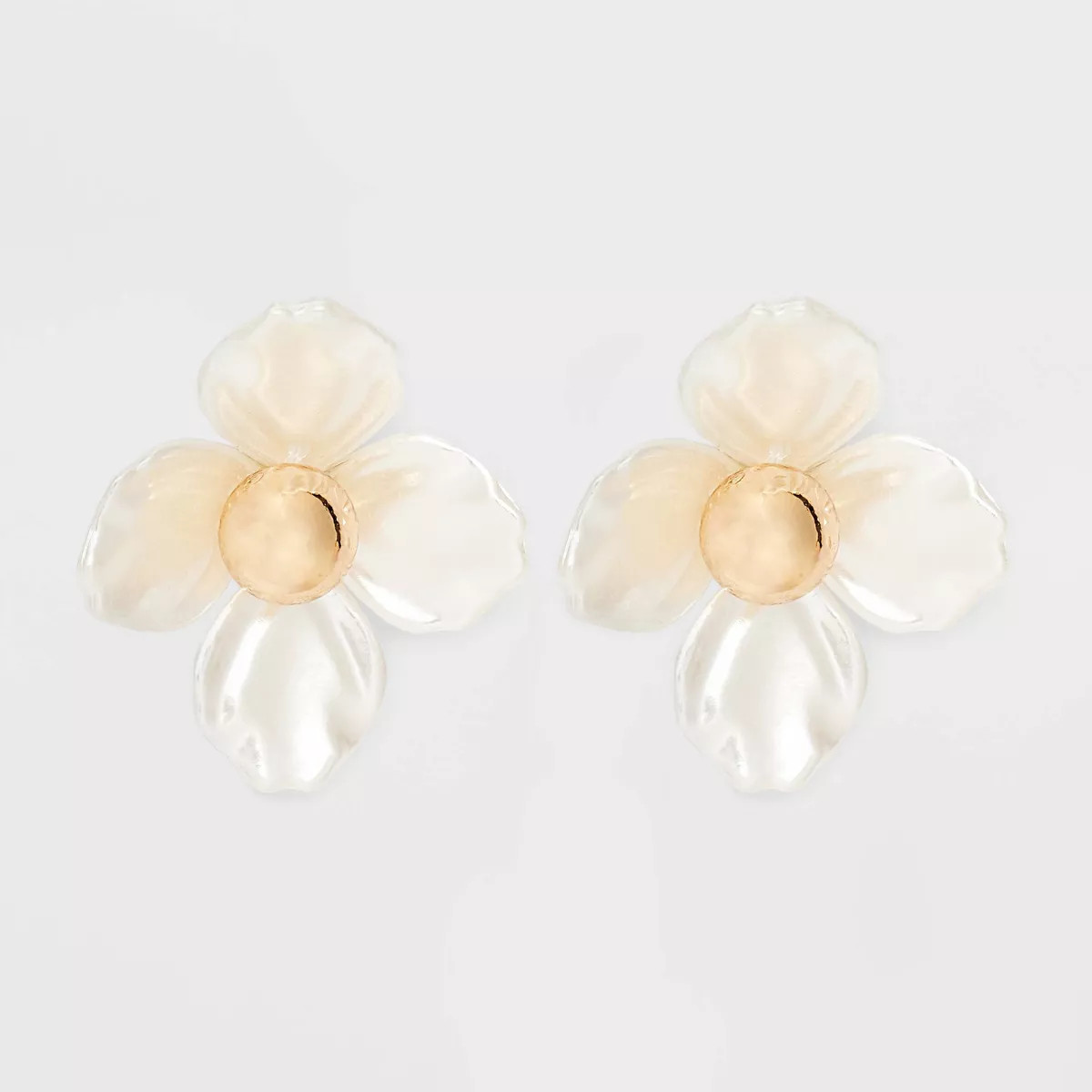 Stud Pearl Petals Gold Center Earrings - A New Day™ White | Target