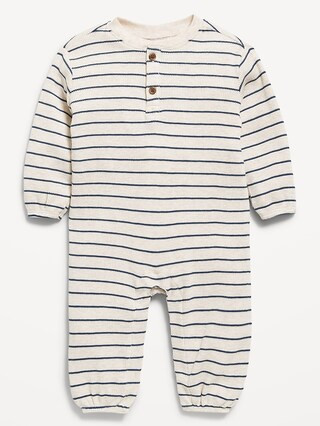Printed Waffle-Knit Henley One-Piece for Baby | Old Navy (US)