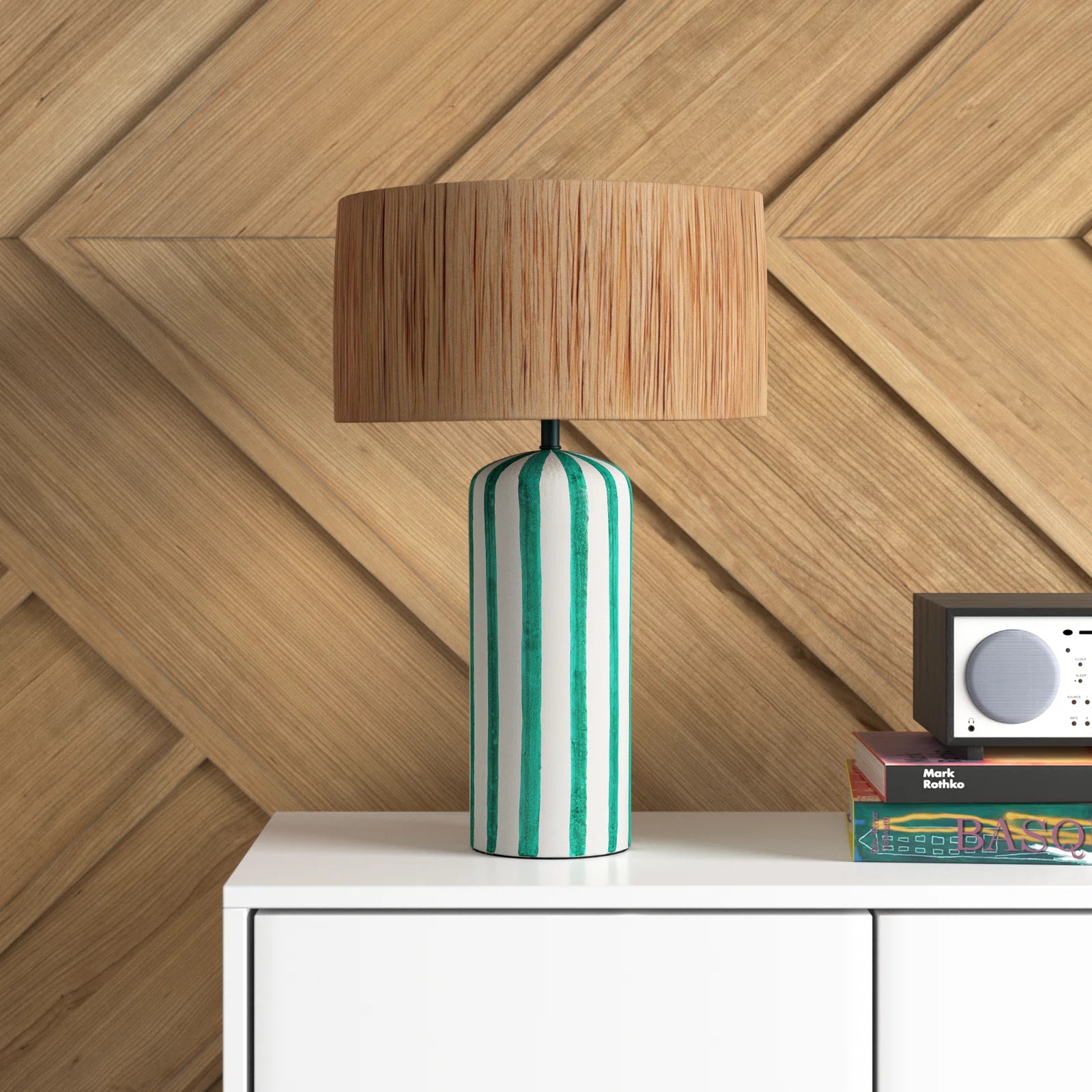 Lukasik Striped Paper Mache Table Lamp | Wayfair North America