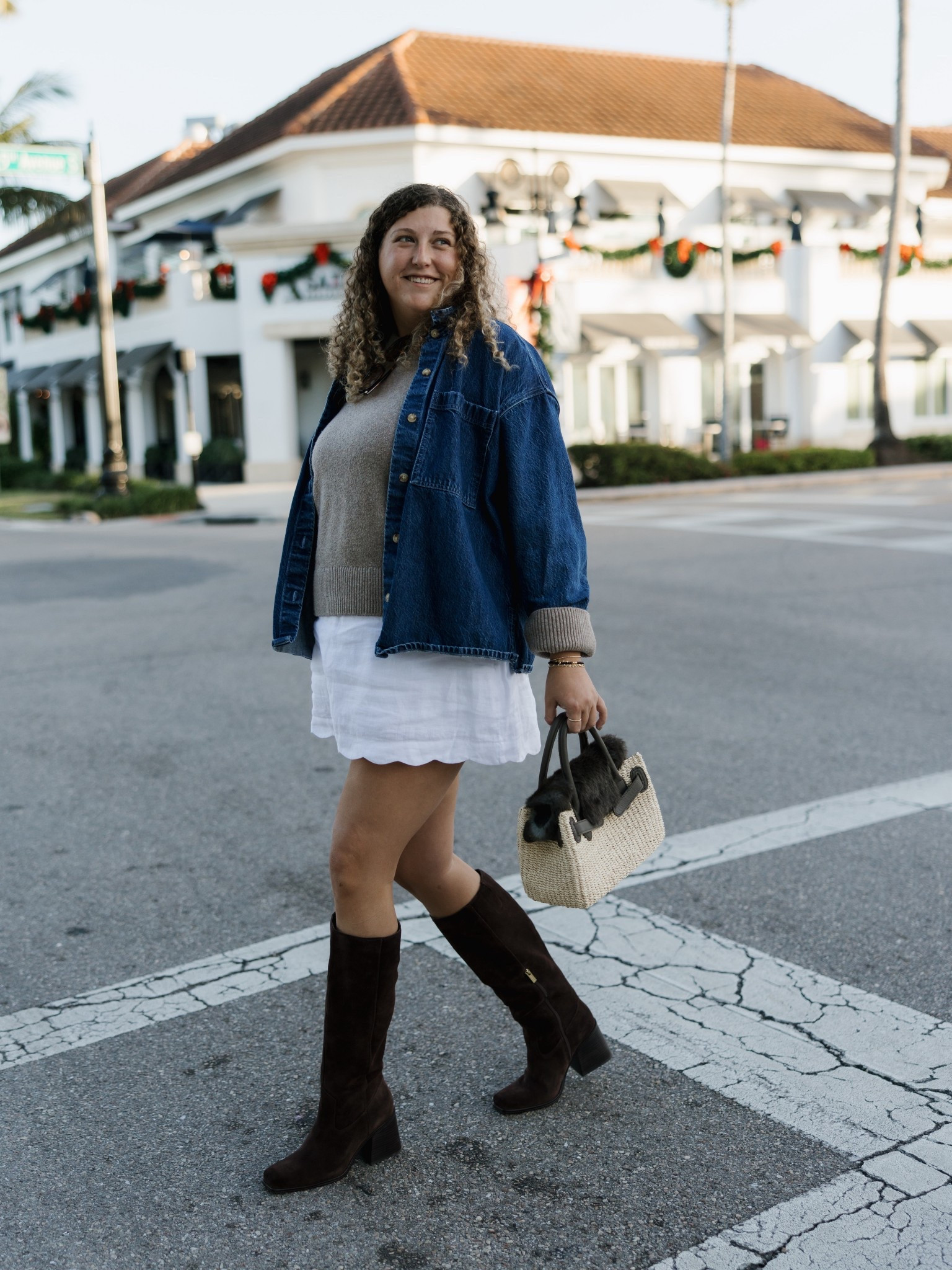 loving layers and boots for a warm weather winter outfit idea for florida winter. these vince camuto boots are my go tos 

 #LTKootd #LTKSeasonal #LTKMidsize