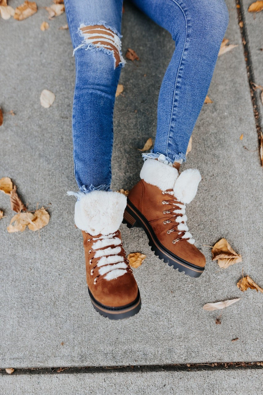 Lace Up Faux Fur Brown Boots | Magnolia Boutique