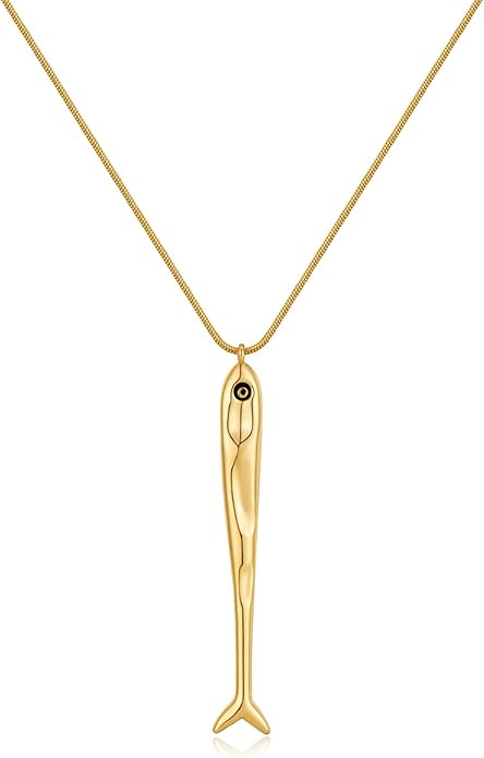 Gold Fish Necklace for Women Beach Charm Pendant Ocean Jewelry | Amazon (US)