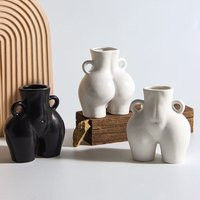 Ceramic Butt Bum Vase, White & Black Vase For Flowers, Modern Handmade Vases, Human Body Tabletop Li | Etsy (US)