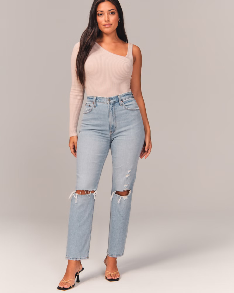 Curve Love Ultra High Rise Ankle Straight Jeans | Abercrombie & Fitch (US)