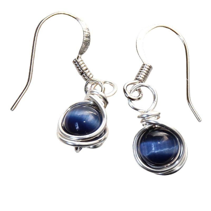 Casual Wear Navy Blue Drop Earrings - Handmade Wire Wrapped Jewelry | Amazon (US)