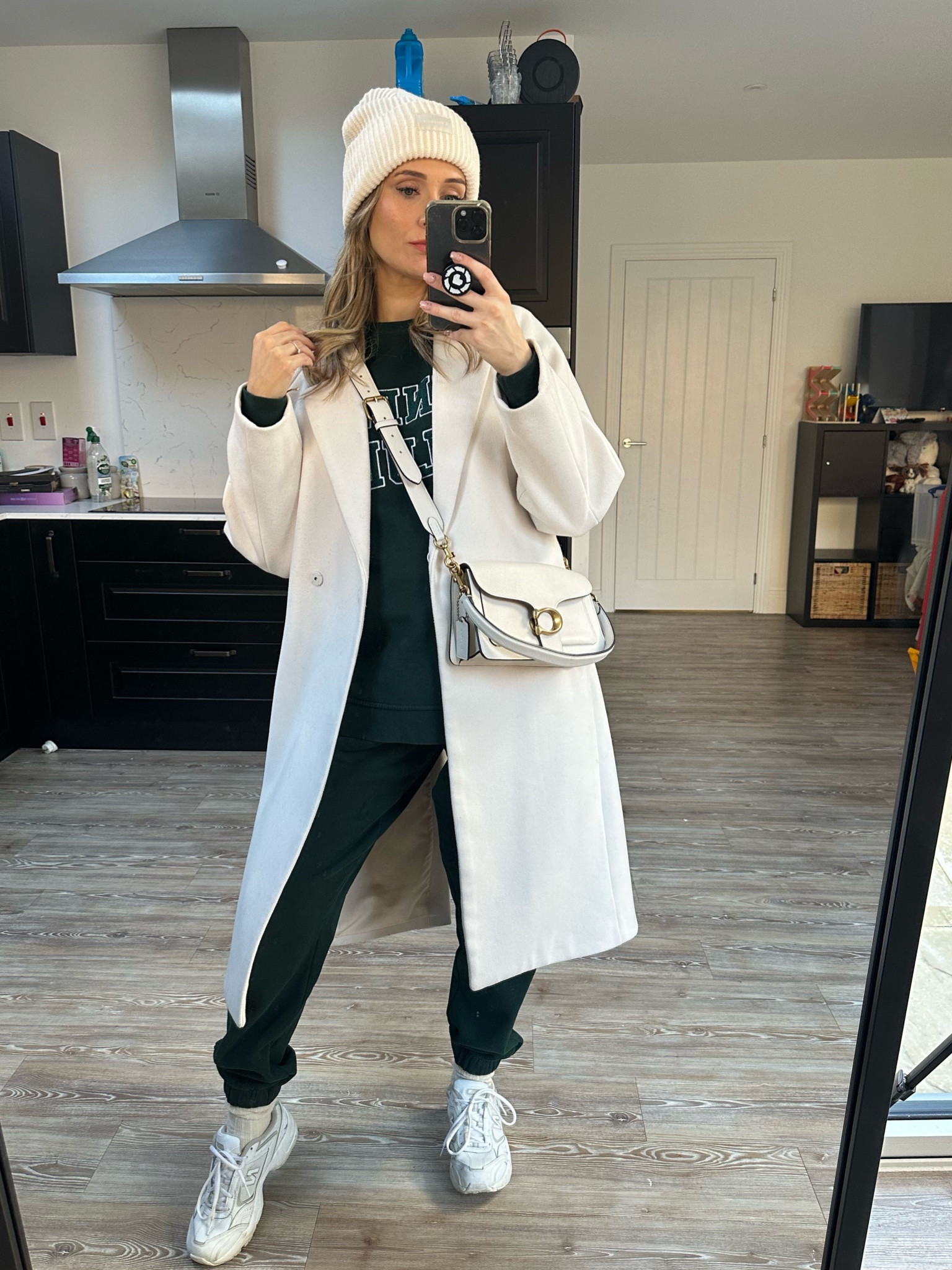 DAY 8/30 of my maternity outfit series styling a tracksuit and cream coat 

#LTKeurope #LTKbump #LTKstyletip