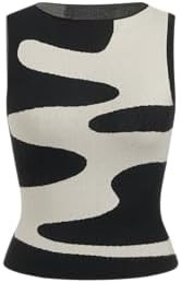 CIDER Sleeveless Knit Tank Top Going Out Y2k Wave Pattern | Amazon (US)