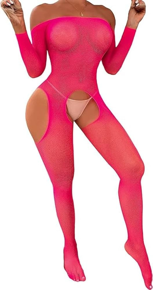 Fishnet Bodysuit For Women, Stretchy Long Sleeve Bodystocking,Sexy Exotic Sheer Lingerie | Amazon (US)