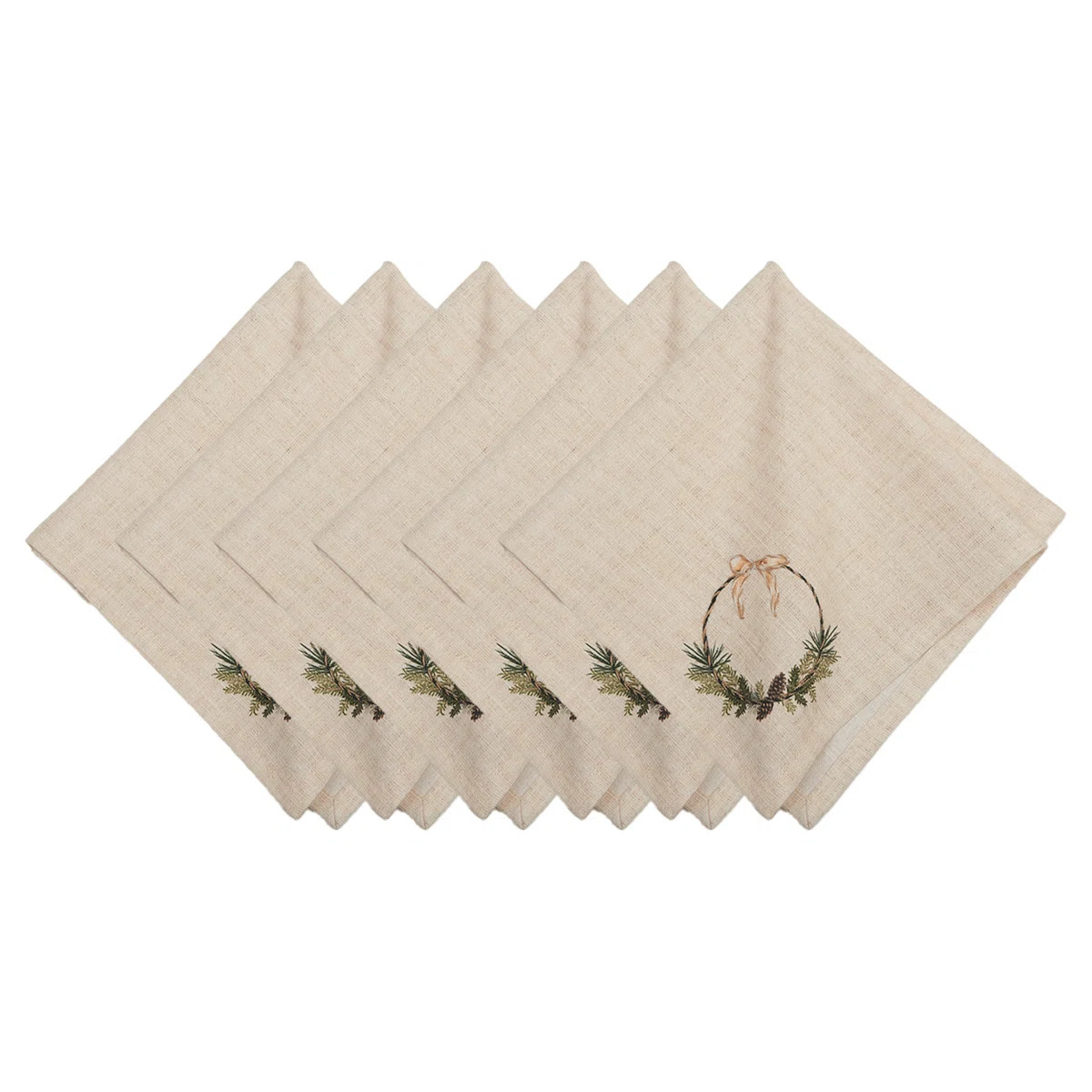 Pinecone Wreath Napkin Set of 6 (Set of 6) | Wayfair North America