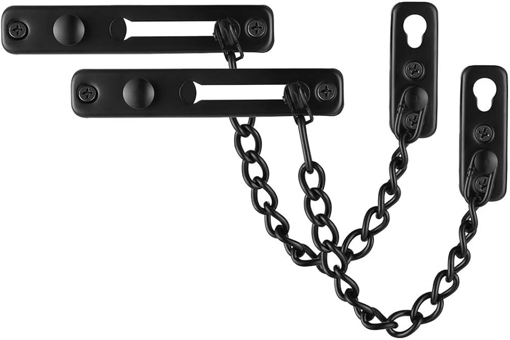 JQK Door Chain Lock Black, Stainless Steel Door Guard with Spring Anti-Theft Press Lock 2 Pack, M... | Amazon (US)