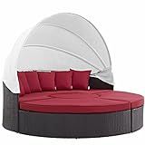 Modway Convene Wicker Rattan Outdoor Patio Retractable Canopy Round Poolside Sectional Sofa Daybed w | Amazon (US)