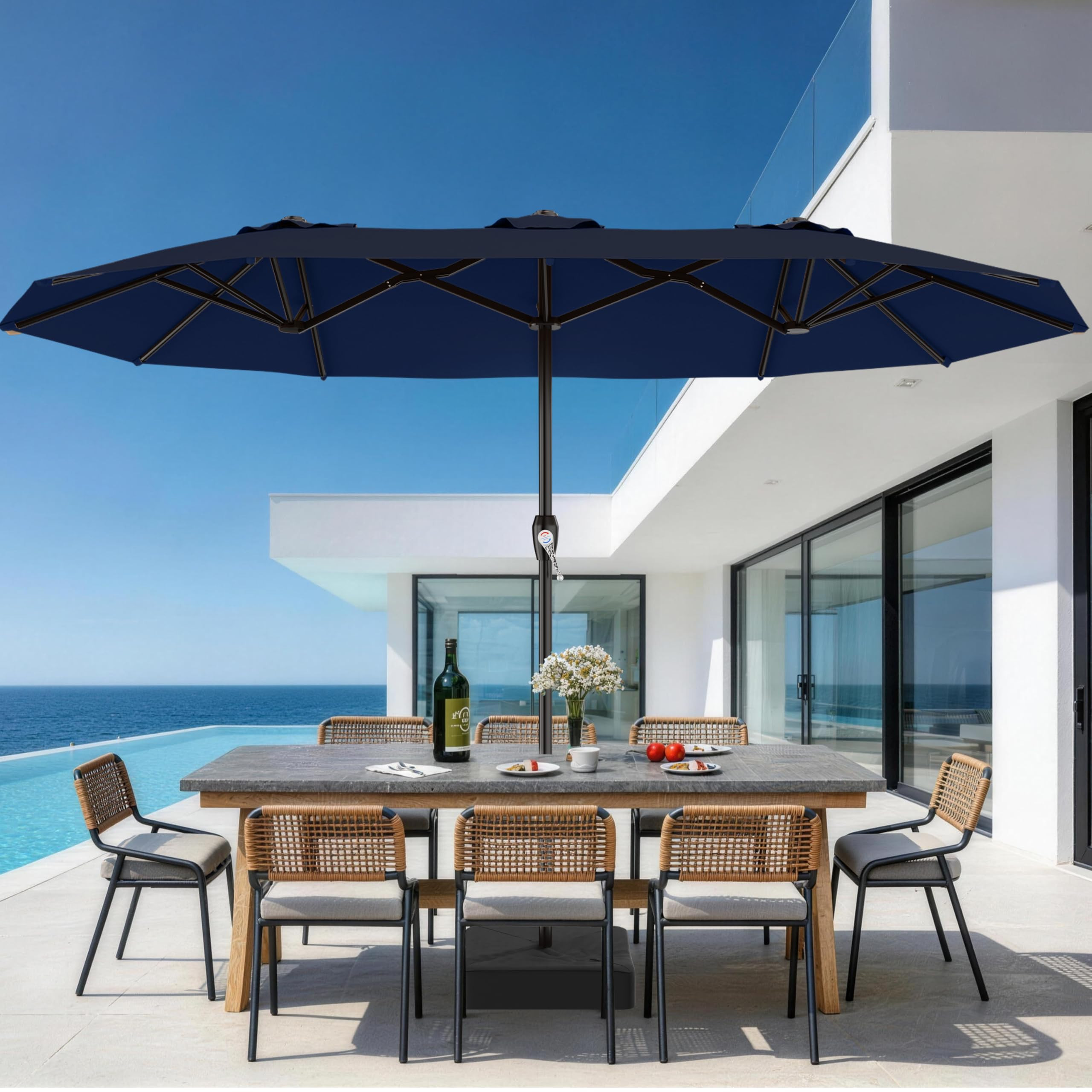 AreShark 15FT Outdoor Patio Umbrella with Crank, Large Rectangular Market Umbrella, Double-Sided ... | Amazon (US)