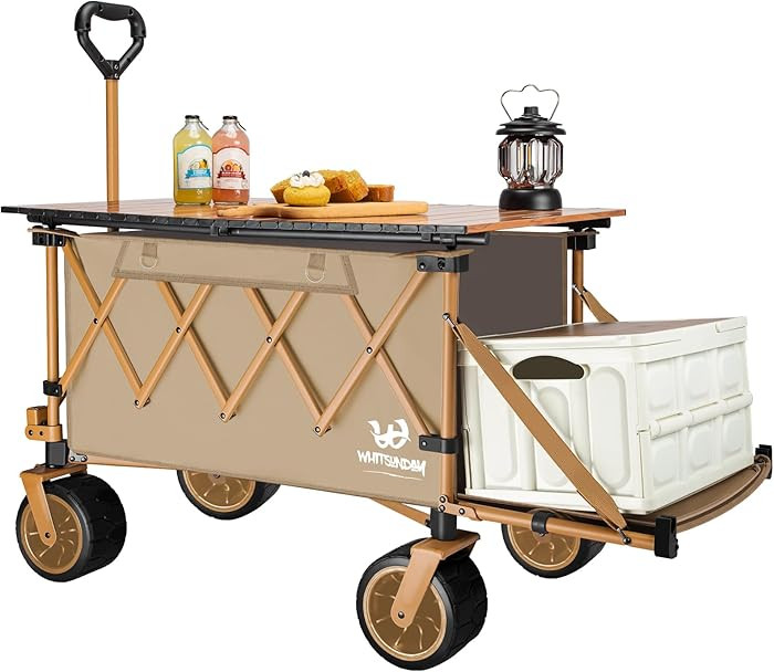Whitsunday Collapsible Folding Wagon with Table,Heavy Duty Utility Beach Wagons with Opened Tailg... | Amazon (US)