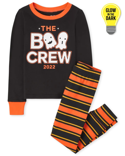 Unisex Kids Matching Family Glow In The Dark Halloween Long Sleeve 'The Boo Crew 2022' Snug Fit C... | The Children's Place