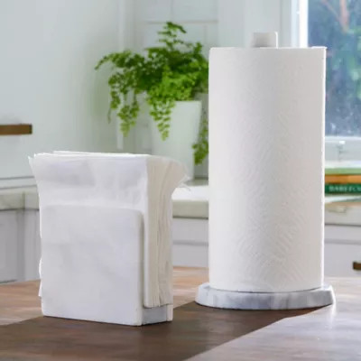Artisanal Kitchen Supply® White Marble Paper Towel Holder | Bed Bath & Beyond | Bed Bath & Beyond