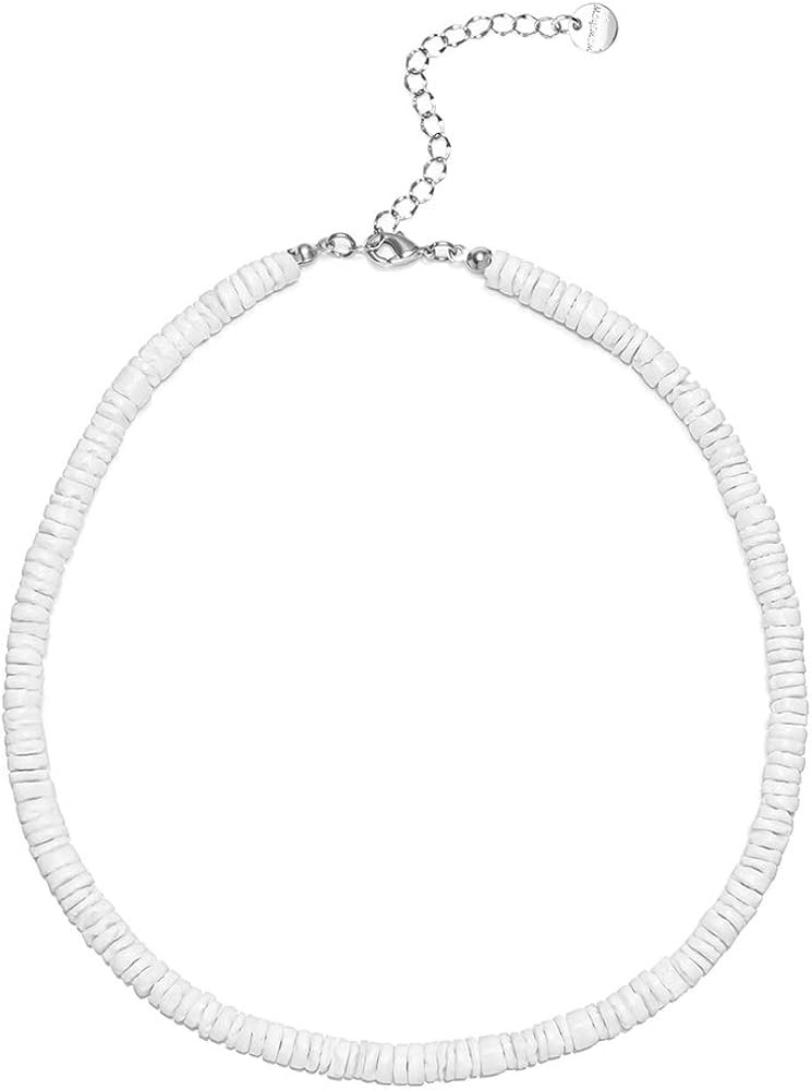 Wowshow Shell Necklace Puka Shell Necklace for Men Women Seashell Choker Surfer Jewelry | Amazon (US)