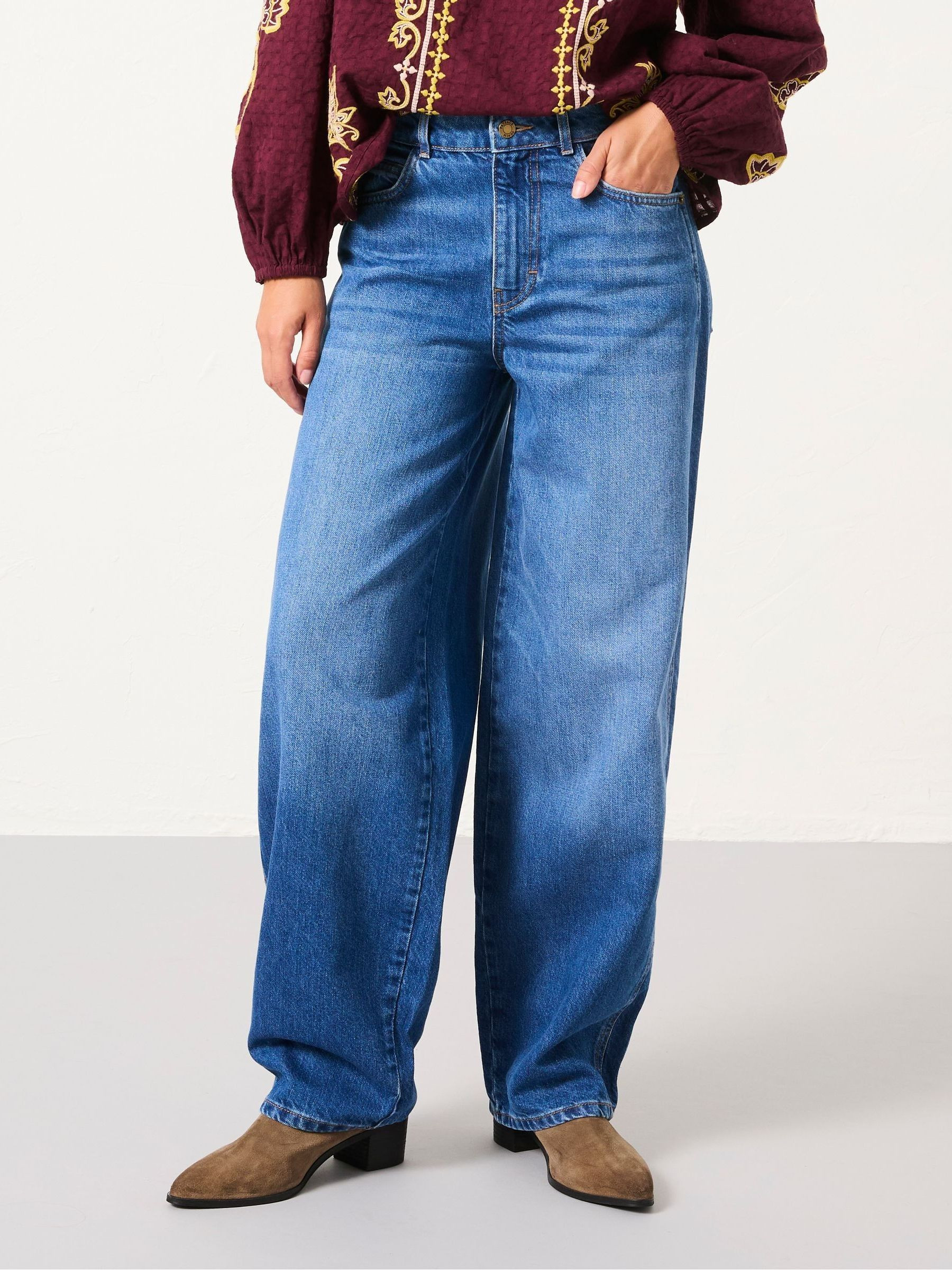 Blue Denim Willow Wide Leg Jeans | FatFace | Fat Face