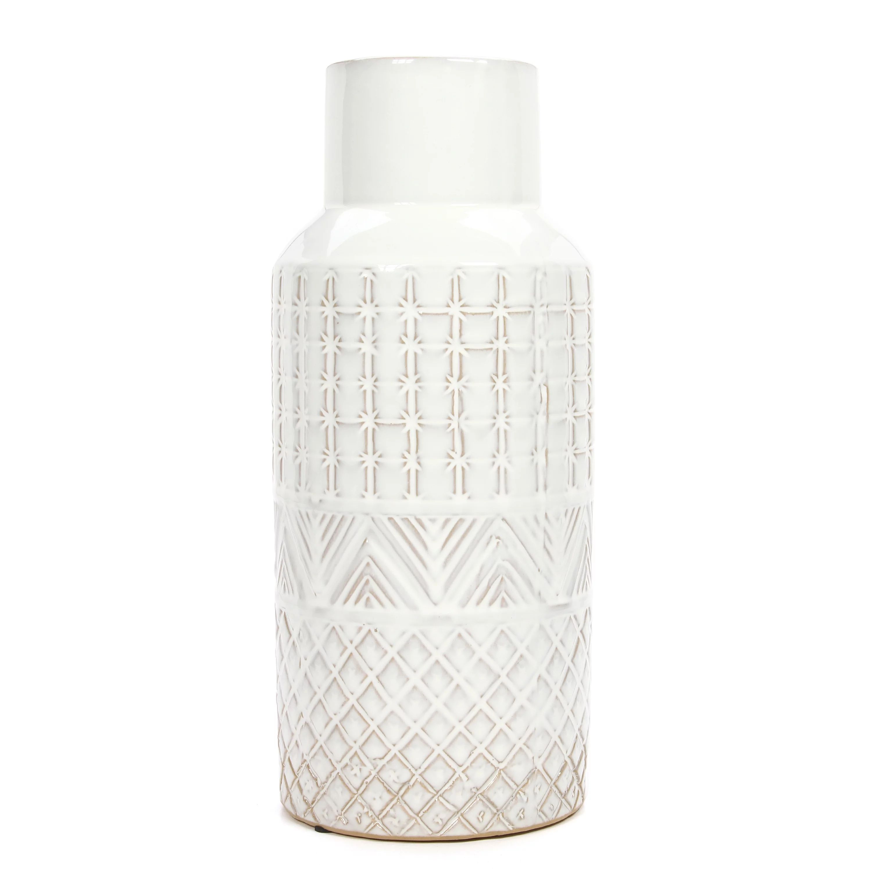 Better Homes and Gardens Large Cream Ceramic Textured Vase | Walmart (US)
