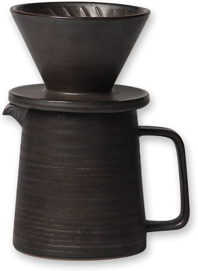 globe faith Stoneware Handmade Pour Over Coffee Maker Set, Ceramic Coffee Brewer Hand Drip Cone D... | Amazon (US)