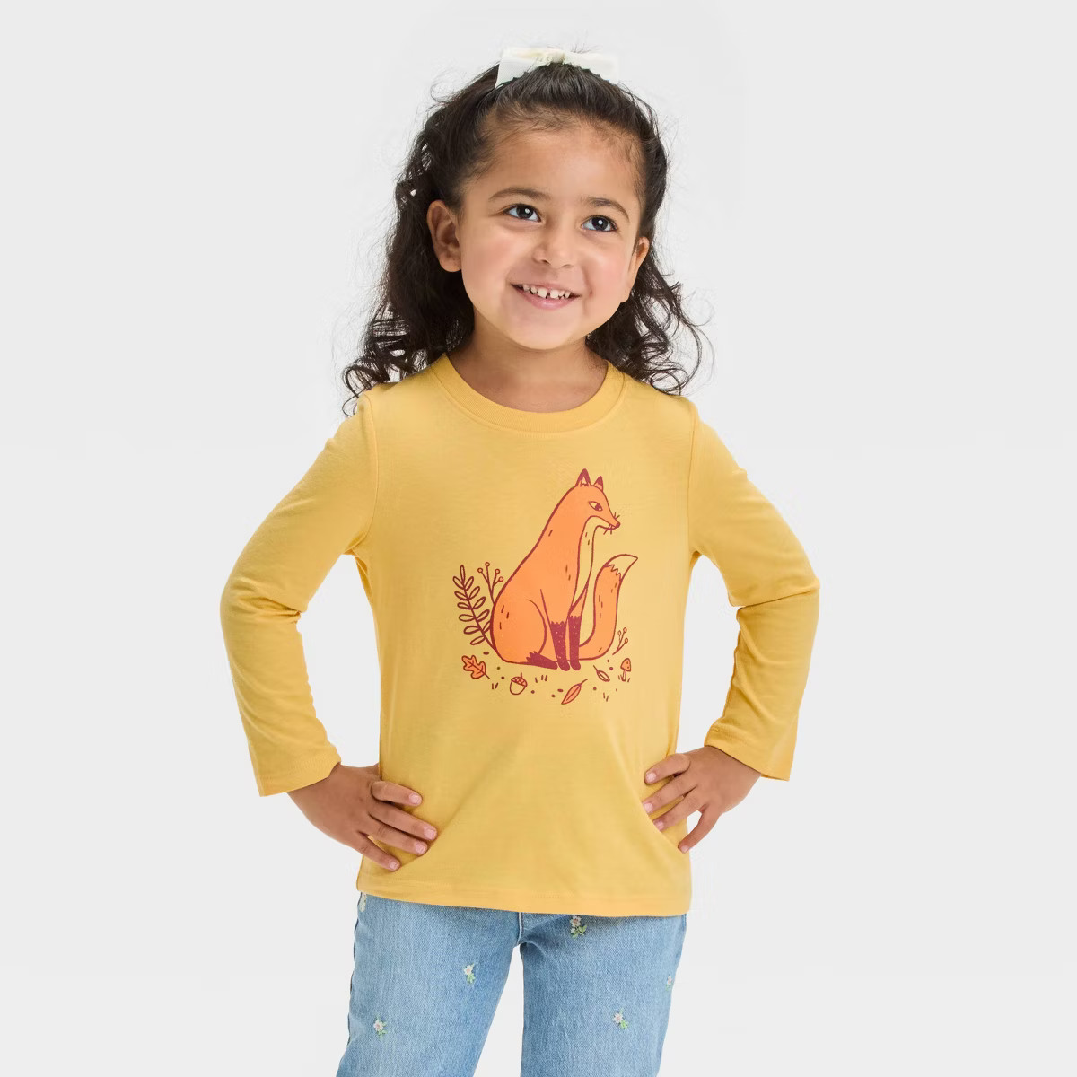 Toddler Girls' Long Sleeve Fox Graphic T-Shirt - Cat & Jack™ Yellow | Target