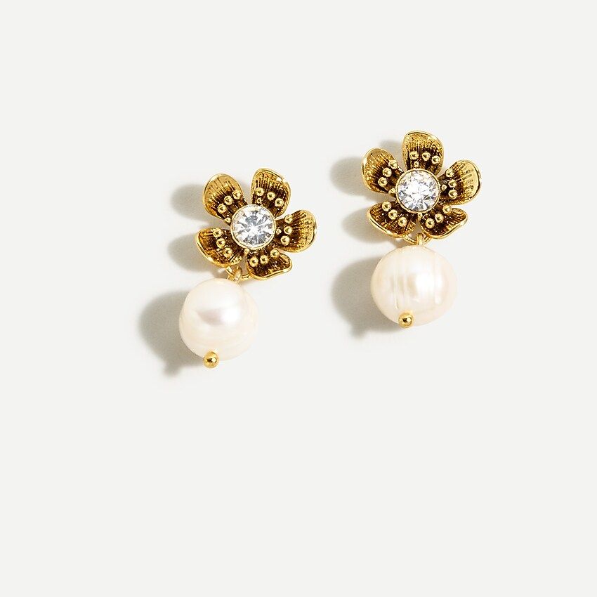 Flower and pearl drop earrings | J.Crew US