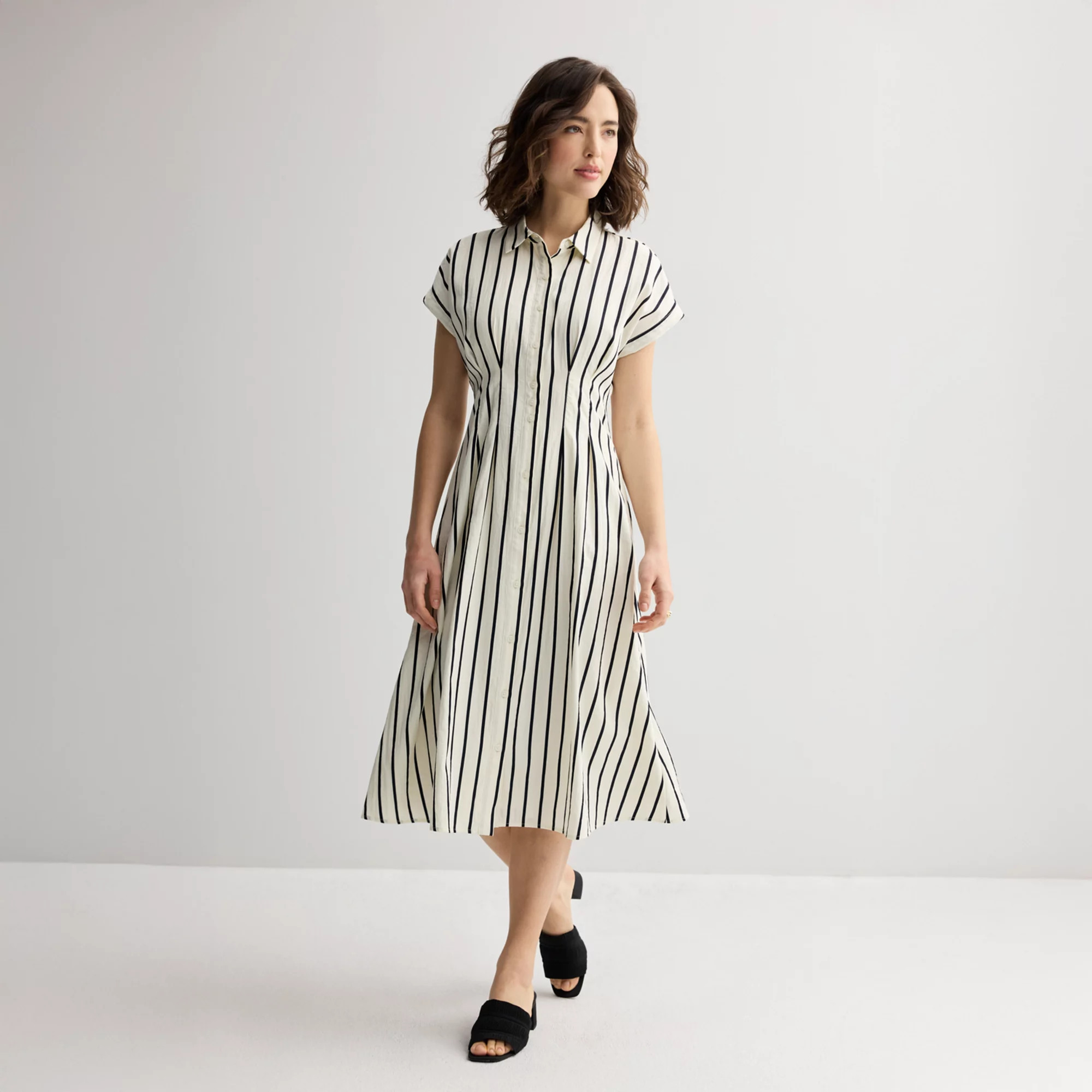 Women's Nine West Cinched Waist Midi Shirt Dress | Kohl's