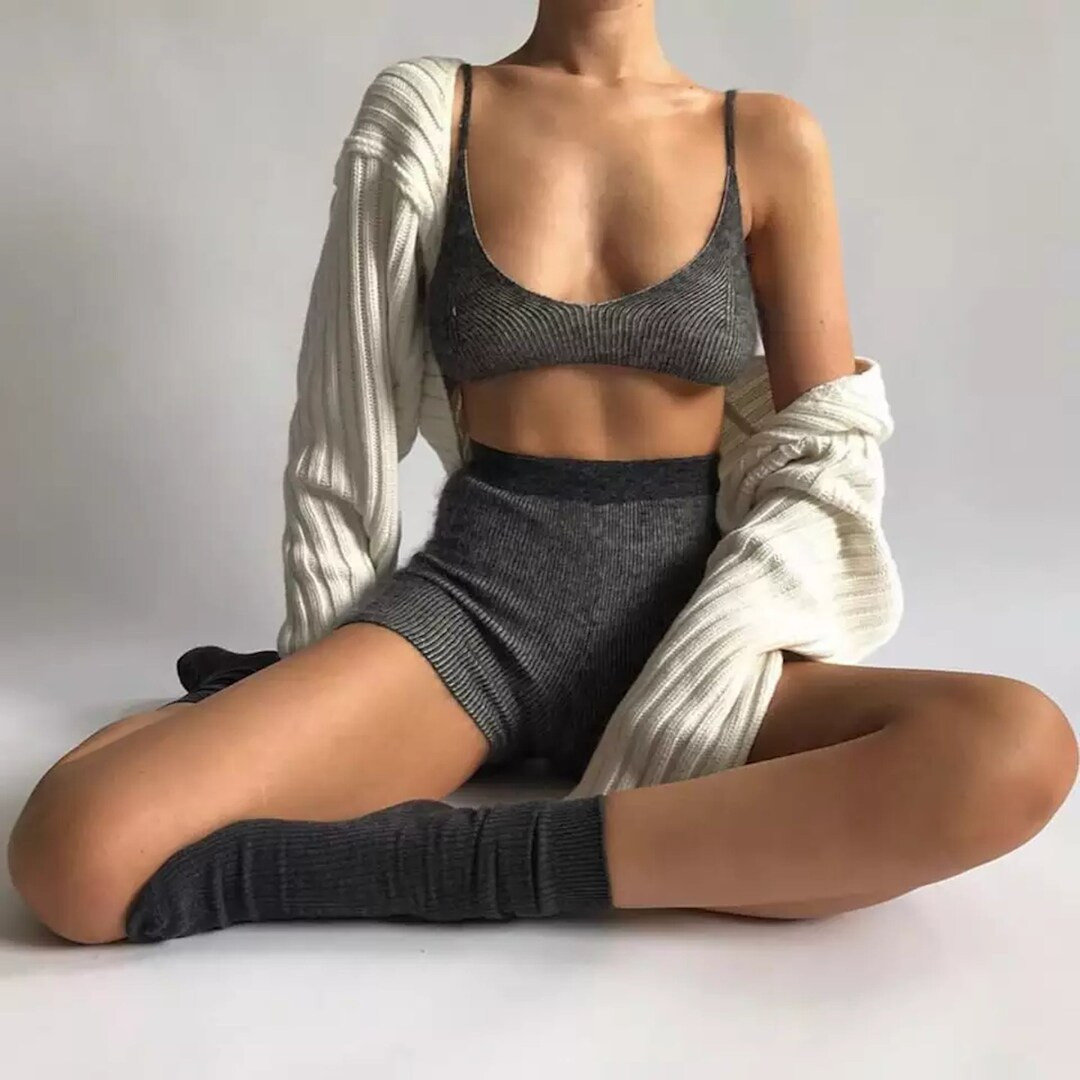 CROPPED CARDIGAN Long Sleeves Knit Shrug Loose Fit White Black Bolero Layer Beige Tan Oversized C... | Etsy (US)