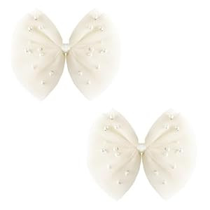 2 PCS Pearl Hair Bows Hair Clips for Toddler Girls - Elegant Ivory Lace Veil Hair Accessories for... | Amazon (US)