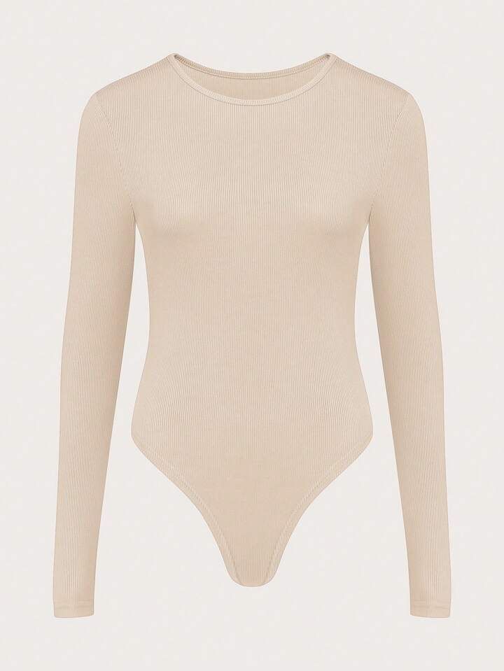 Solid Color Ribbed Bodysuit | SHEIN
