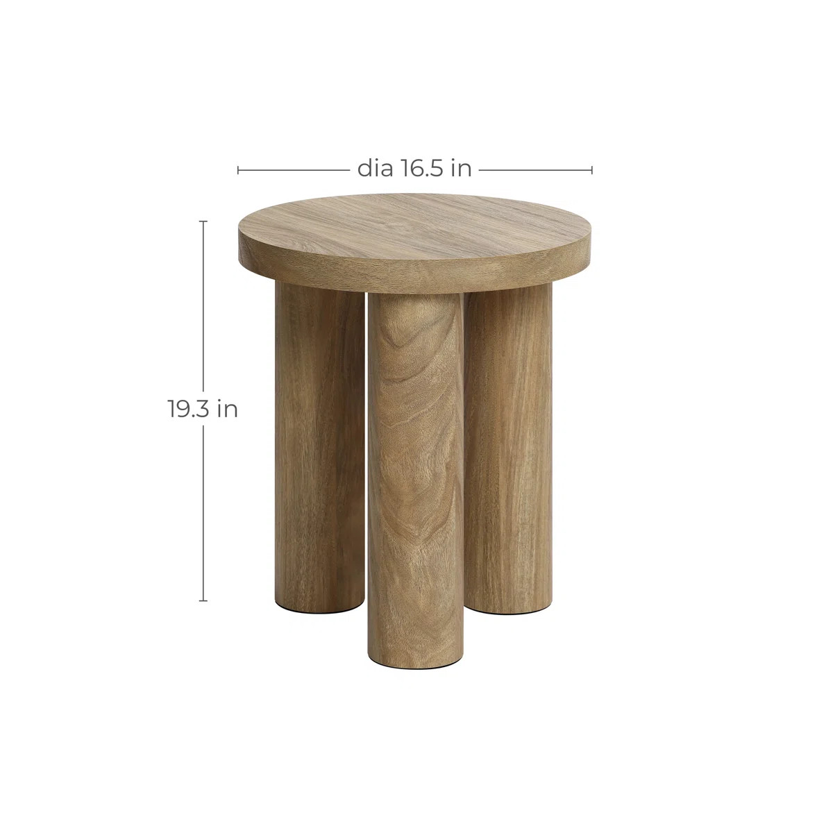 Oak Finish Manufactured Wood Round Side Table with 3 Pillar Legs | Wayfair North America