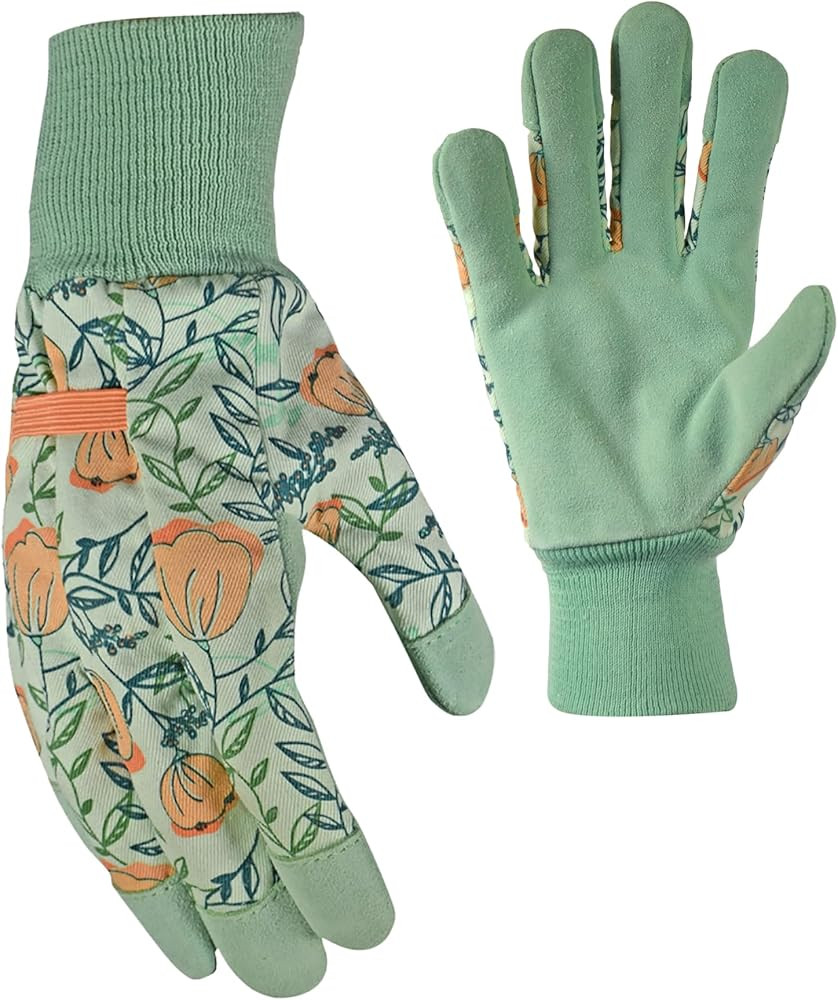 DIGZ Women's Leather Palm Garden Gloves with Knit Wrist | Amazon (US)