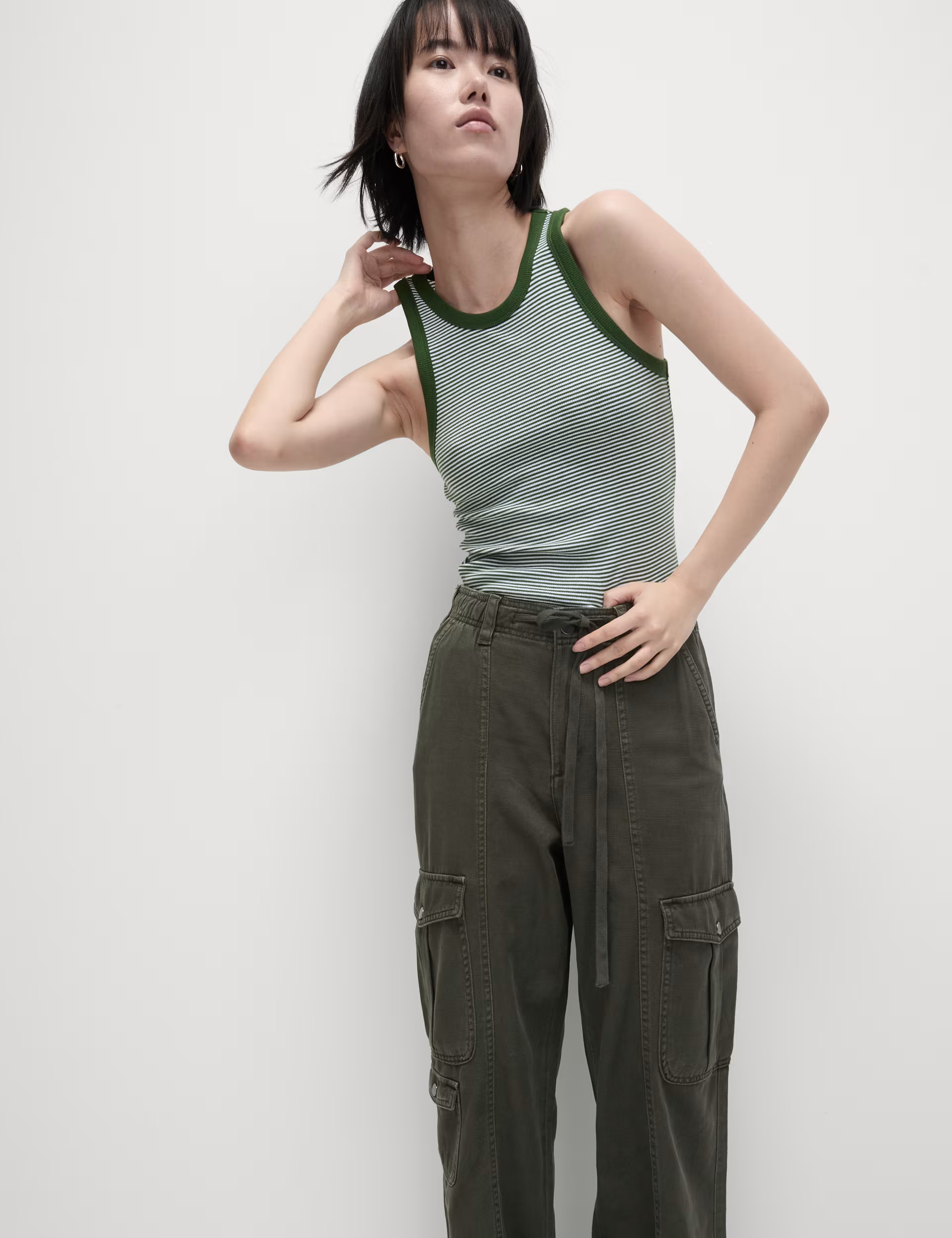 Cotton Rich Striped Racer Back Vest | Marks & Spencer (UK)