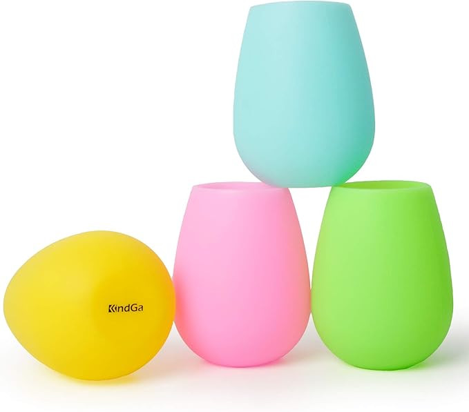 Silicone Wine Glasses Set of 4 - Unbreakable Outdoor Rubber Wine Glass,100% Dishwasher Safe - Cam... | Amazon (US)