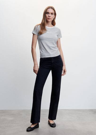 Striped logo T-shirt navy - Woman - XL - MANGO | MANGO (UK)