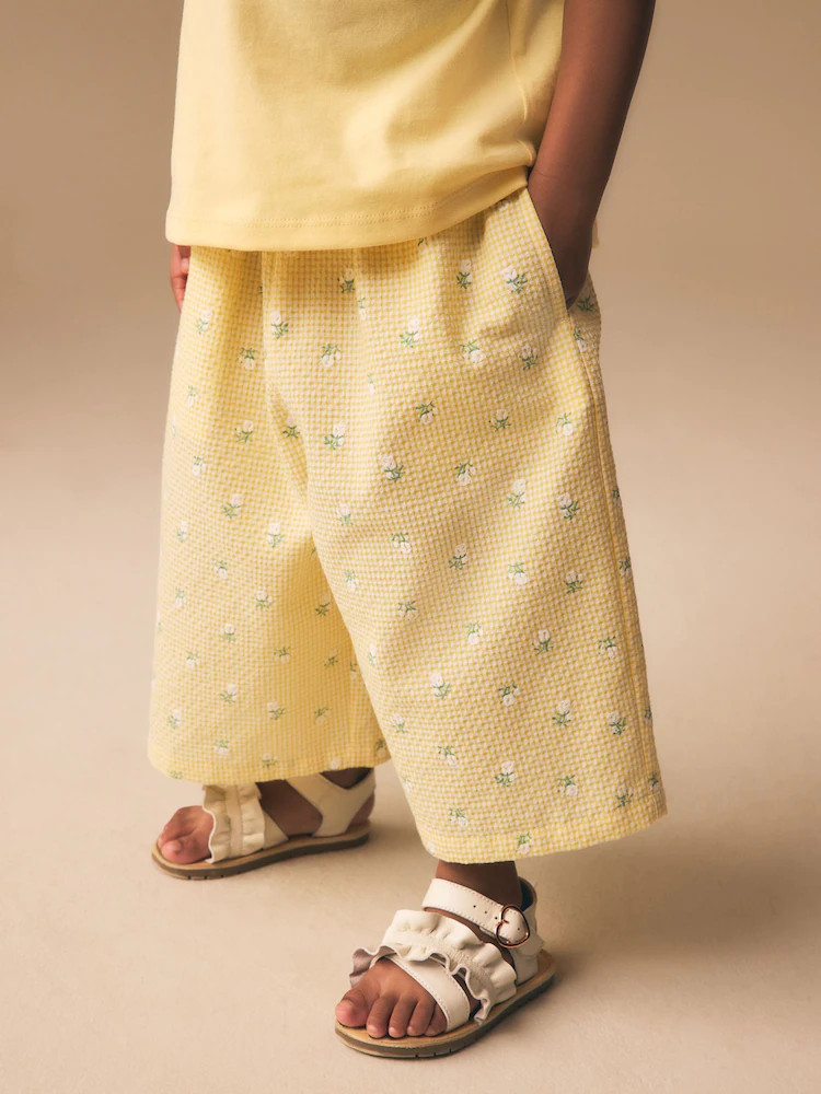 Lemon Yellow Ditsy Pullon Wide Leg Trousers (3mths-7yrs) | Next US